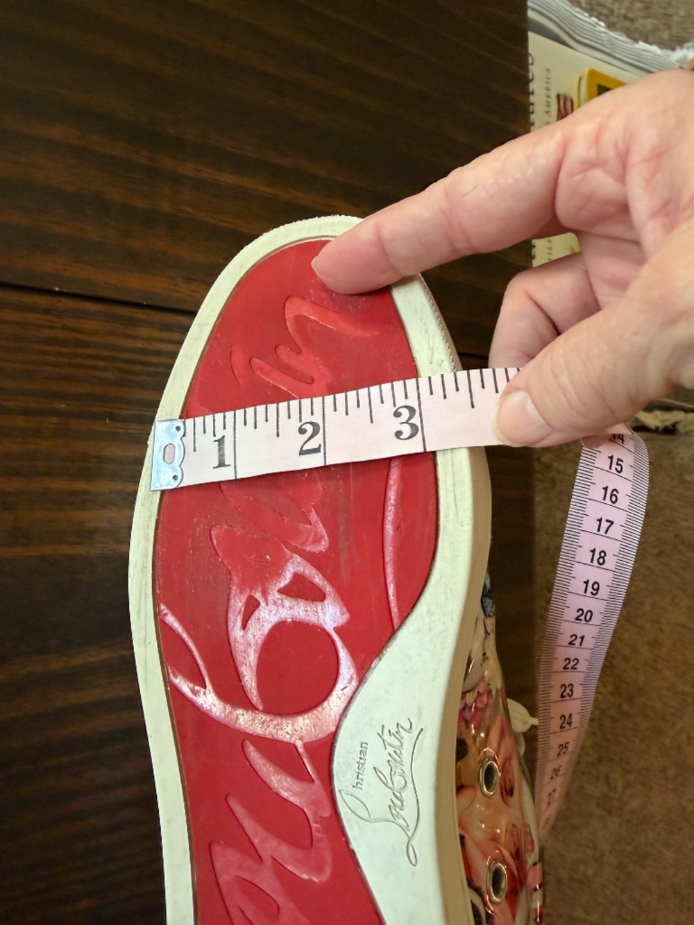 Christian Louboutin Viera Graphic Print Patent Red Sole Sneakers 38 - Picture 8 of 16